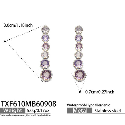 B廠【TXP610】跨境歐美不銹鋼鍍金圓形鋯石項鍊高級感簡約手鍊耳環可疊戴飾品女
 26.09-3