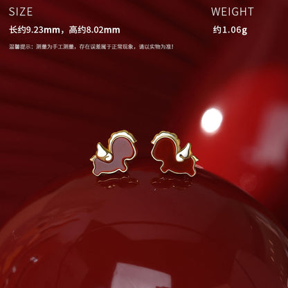 D廠【YC2901N】原創純銀S925以夢為馬項鍊馬年紅繩手繩氣質本命耳環喜慶手飾
 26.01-1