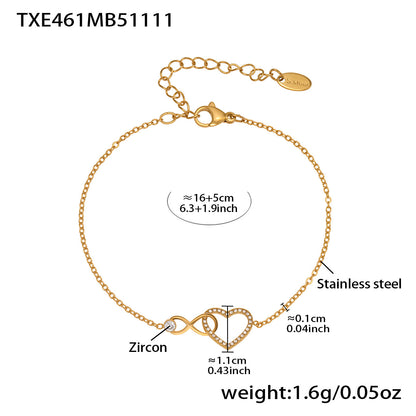 B廠【TXP461】跨境熱銷款愛心8字鋯石超精緻項鍊手鍊套組不鏽鋼鍍18k真金
 25.11-3