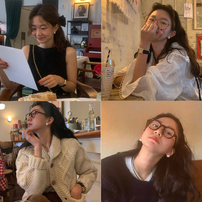 E廠【DQ11624E】999純銀fever同款珍珠耳環女韓系ins風復古感正圓仿珍珠耳飾
 25.09-3