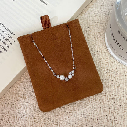 E廠【XDQ0537N】輕奢小眾仿珍珠星芒項鍊女S925純銀時尚氣質高級感微鑲鎖骨鏈
 26.01-1