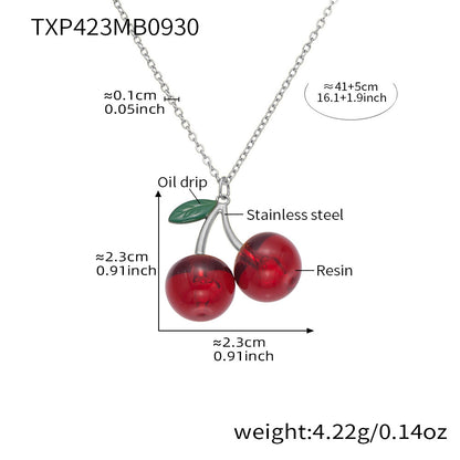 B廠【TXP423】 櫻桃項鍊潮趣水果耳環 ins網紅清新可愛少女時尚珠寶首飾
 25.10-2