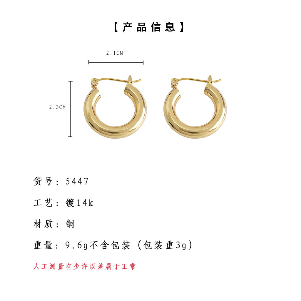 C廠【5447】圓形幾何簡約通勤百搭鍍14K耳環2025新款耳環 25.02-4