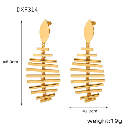 B廠【F1334-F314】名媛同款設計感魚骨鈦鋼流蘇耳環精緻個性輕奢氣質長冷淡風耳飾 24.03-1