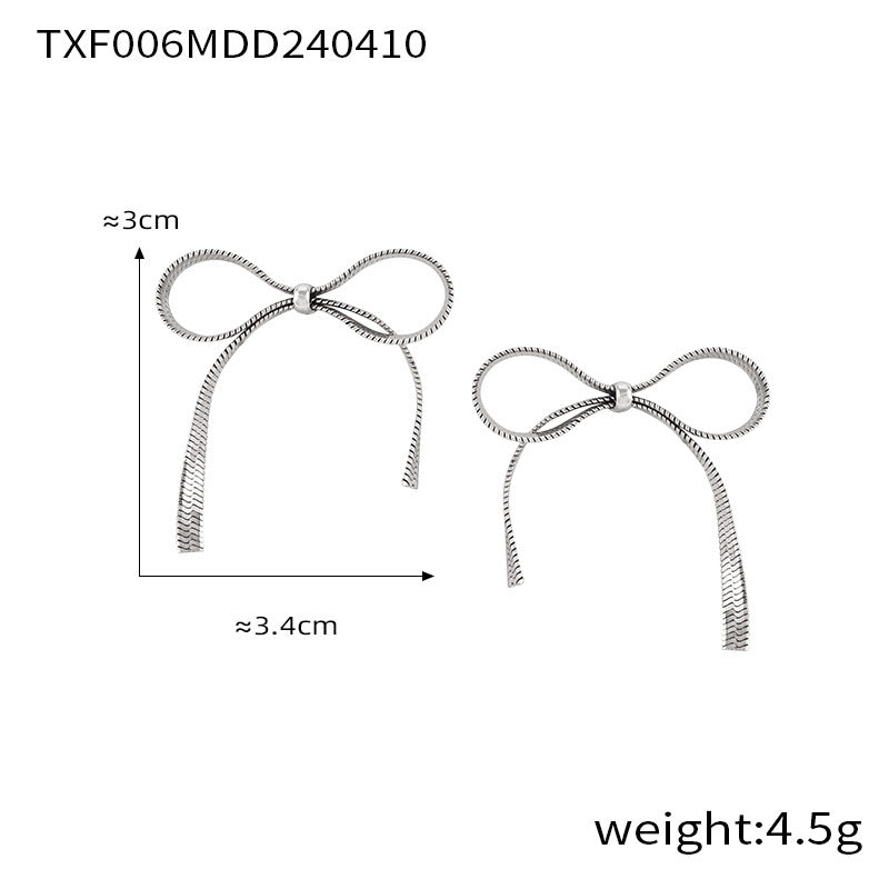 B廠【E006-F006-P006】歐美跨國熱銷BowEarring蝴蝶結飾品小眾金屬ins風設計首飾套裝女 24.04-3