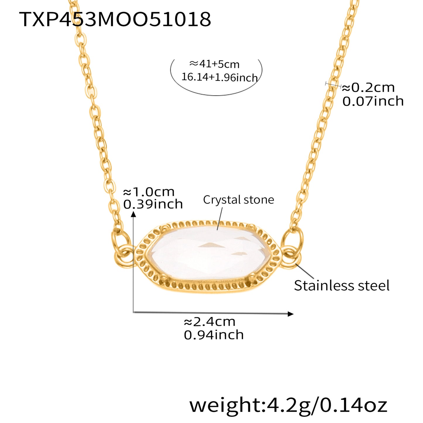 B廠【TXP453】不銹鋼天然水晶石切面爪鑲鋯石方塊五葉花吊墜項鍊手鍊套裝
 25.10-4