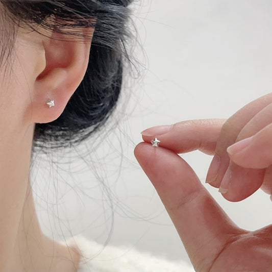 E廠【XDQ10007E】簡約小眾S925純銀星星耳環女甜美ins風五角星養耳洞百搭耳飾
 26.03-4