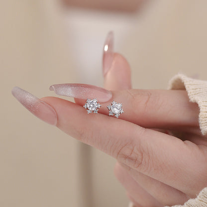 D廠【YC6341E】S999足銀雪花耳環冬季爆款簡約高級感氣質精緻養耳洞耳飾 25.01-4