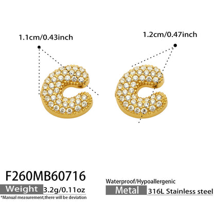 B廠【F260】新款熱銷鋯石26個英文字母不銹鋼鍍18k金 歐美輕奢女飾品耳環
 26.07-4