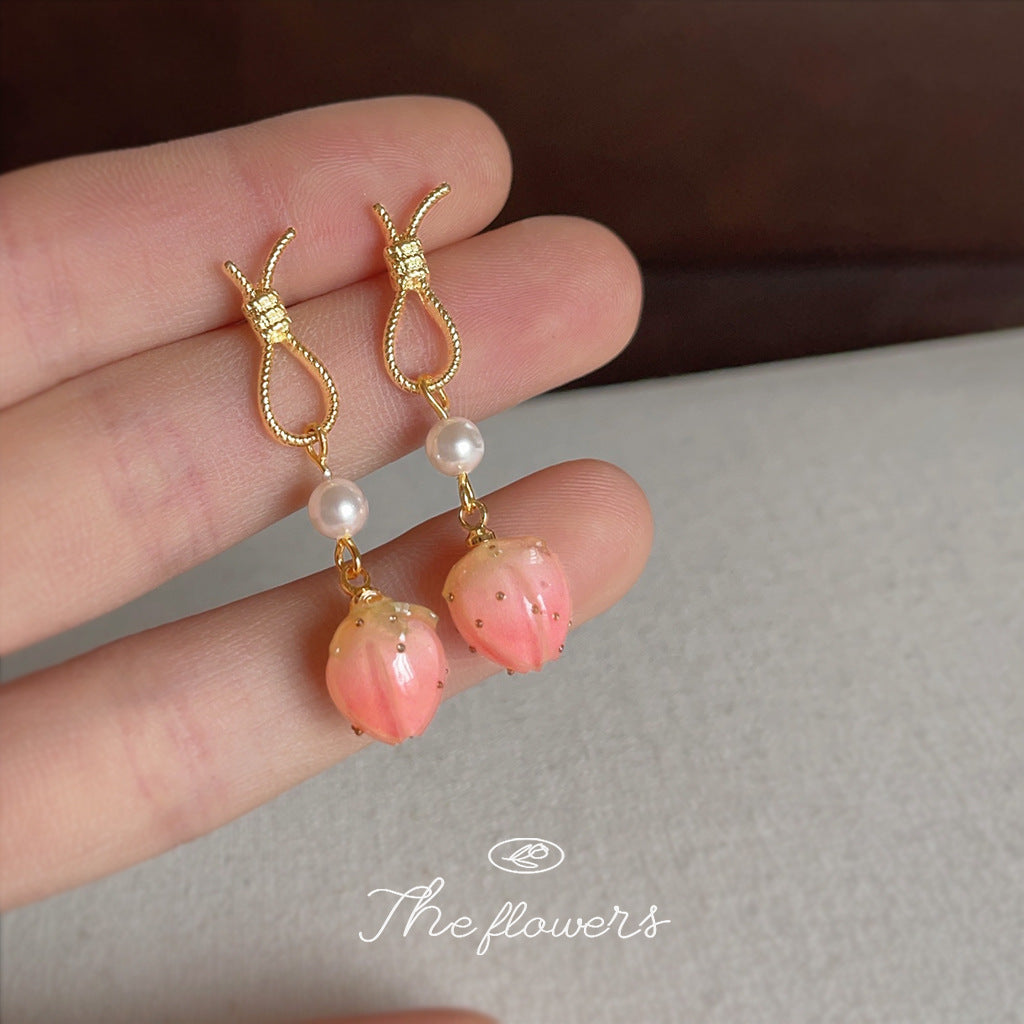 A廠【5809】「蜜桃草莓」清新甜美粉紅小草莓耳環女時尚氣質優雅耳環
 25.11-4