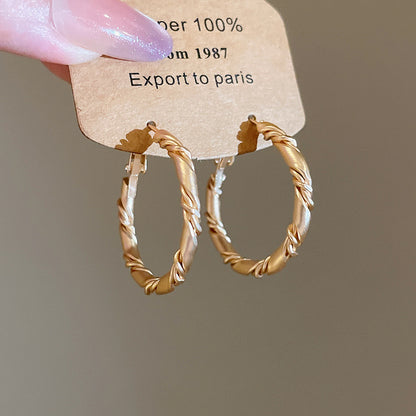 A廠【HE28961】925銀針歐美跨國扭曲幾何圓形耳圈時尚簡約百搭耳環小眾設計感耳飾女
 25.10-4