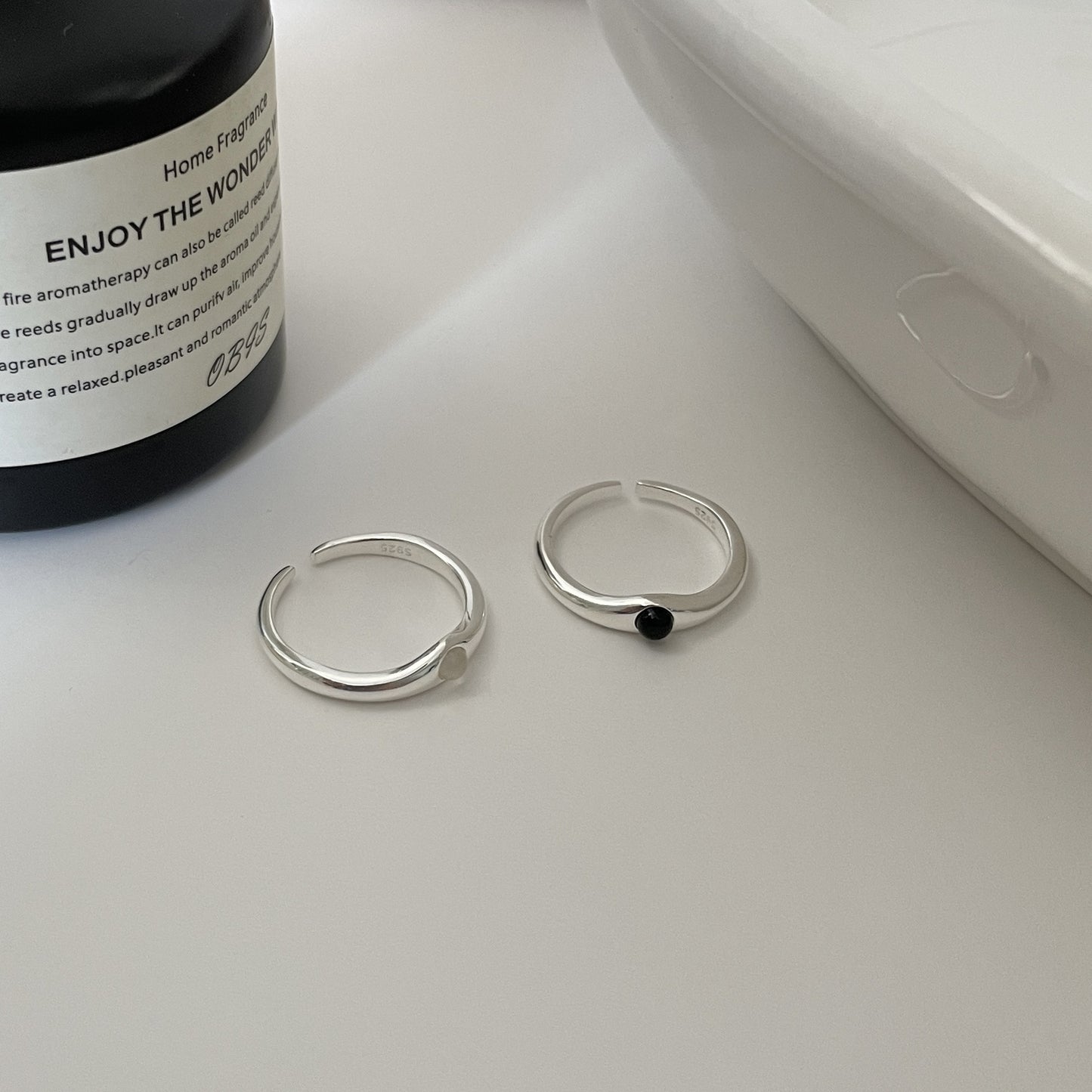 E廠【DQ8169R】S925純銀韓版ins黑瑪瑙戒指女冷淡風高級感瑪瑙疊戴開口指環
 25.10-3