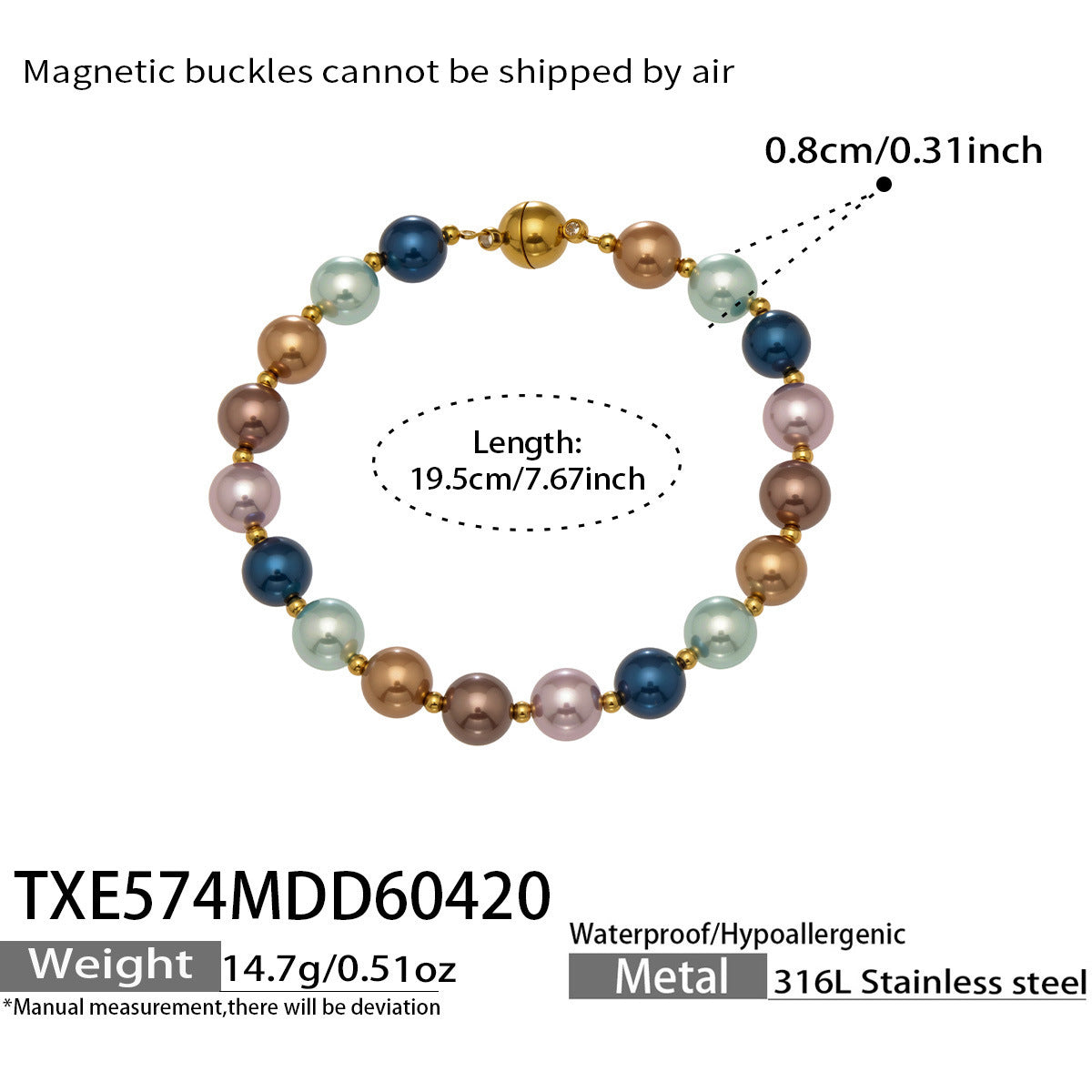 B廠【TXP574】歐美新款彩色貝珠金珠手工串珠項鍊手鍊套組chic時尚流行輕奢飾品
 26.04-5