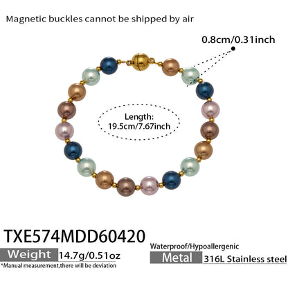 B廠【TXP574】歐美新款彩色貝珠金珠手工串珠項鍊手鍊套組chic時尚流行輕奢飾品
 26.04-5