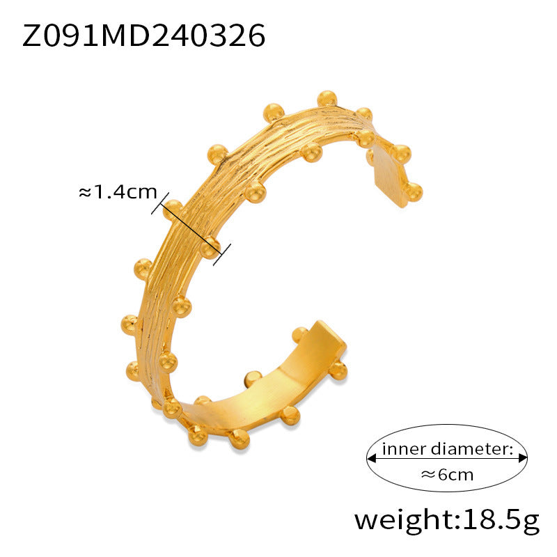 B廠【Z091-Z101】歐美個性小眾鈦鋼花朵手環18K鍍金不掉色輕奢氣質鑲鑽飾品 24.04