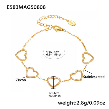 B廠【E491】歐美新款飾品不鏽鋼幾何蝴蝶造型鑲嵌鋯石手鍊鍍18k金飾品 25.08-3