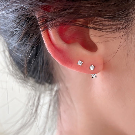 E廠【XDQ10700E】日韓簡約S999純銀幾何閃鑽後掛式耳環女一款兩戴鋯石精緻耳飾
 26.01-1