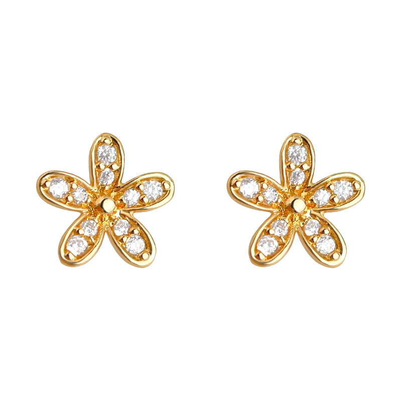 C廠【6928】微鑲鋯石迷你版925銀針小花朵耳環 清新甜美簡約通勤百搭新款耳飾
 25.10-3