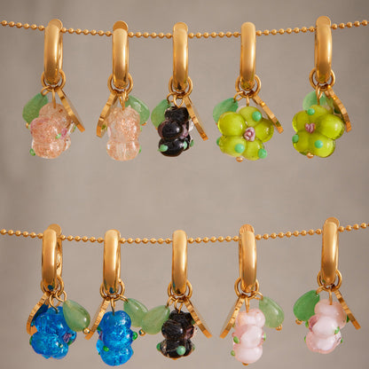 B廠【F627】時尚耳飾女士飾品手工製作趣味樹脂花朵耳環耳環不銹鋼耳圈
 25.09-1