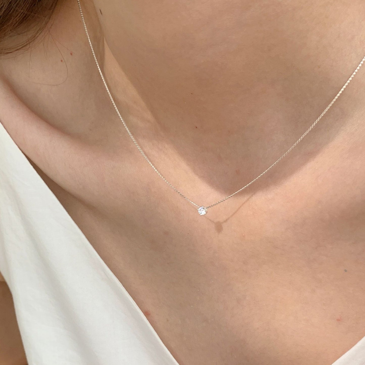 E廠【XDQ2033N】S925純銀輕奢簡約鑽項鍊女迷你鋯石高級感百搭鎖骨鏈
 25.11-4