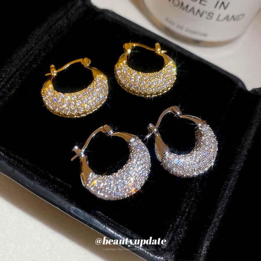 A廠【HE29251】韓國超閃鋯石圓形耳扣氣質日常通勤耳環輕奢高級感耳飾設計感小眾
 25.11-2