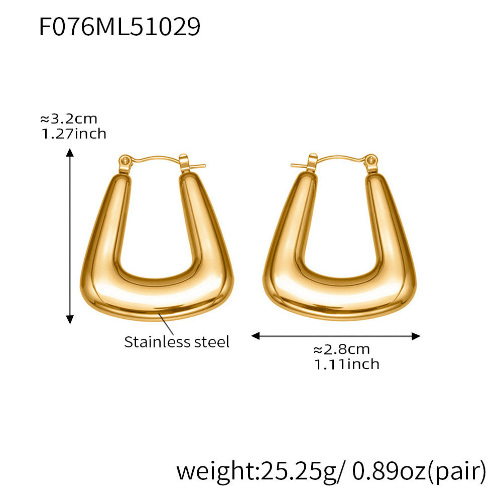 B廠【F076】不鏽鋼幾何U型耳環鍍18k真金歐美網紅新款時尚百搭珠寶首飾
 25.11-1