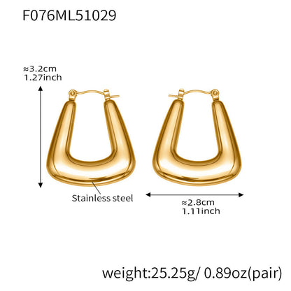 B廠【F076】不鏽鋼幾何U型耳環鍍18k真金歐美網紅新款時尚百搭珠寶首飾
 25.11-1