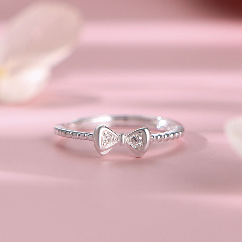 E廠【YC4816R】S925純銀甜美蝴蝶結戒指女輕奢可愛清新文藝溫柔文藝手飾
 25.10-3