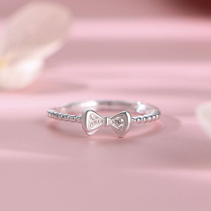 E廠【YC4816R】S925純銀甜美蝴蝶結戒指女輕奢可愛清新文藝溫柔文藝手飾
 25.10-3