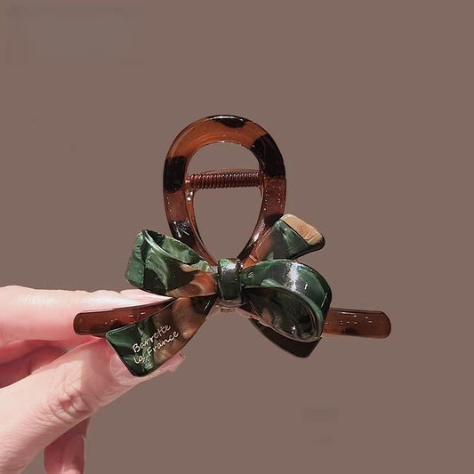 C廠【X19】高級感法式油畫蝴蝶結抓夾大號髮量大氣新款後腦勺盤髮鯊魚夾女
 26.03-3