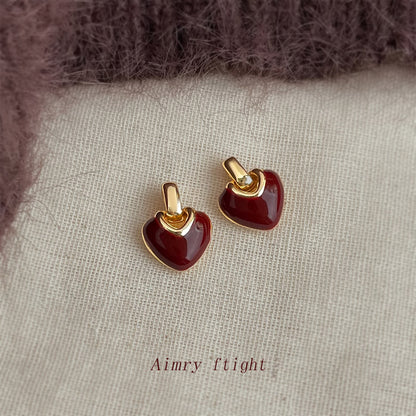 A廠【7256】時尚高級感文藝復古925銀針琺瑯滴釉愛心耳飾港風耳釘
 25.12-3