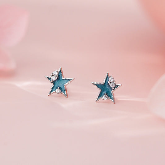 E廠【YC3221E】足銀S999藍色海星耳環新款簡約度假風清新小眾設計個性耳飾
 25.11-1
