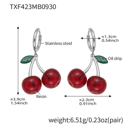 B廠【TXP423】 櫻桃項鍊潮趣水果耳環 ins網紅清新可愛少女時尚珠寶首飾
 25.10-2
