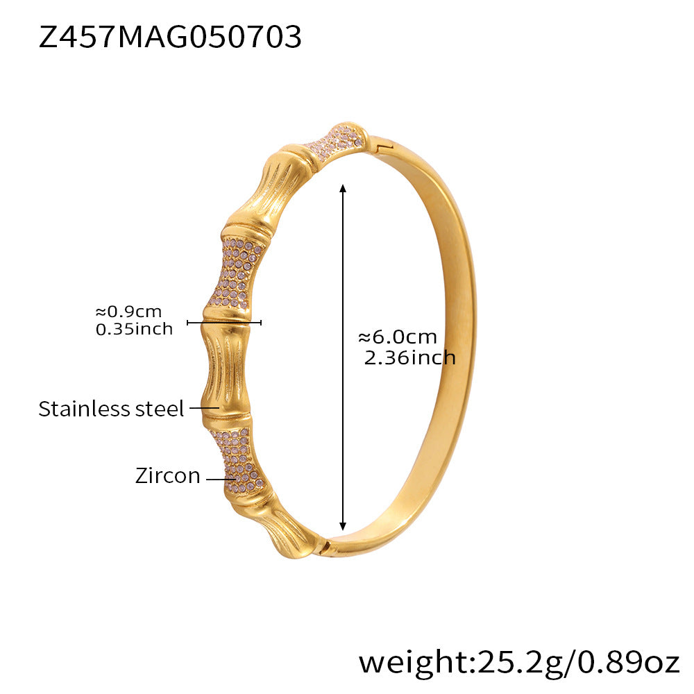 B廠【Z454】滿鑽5A鋯石卡扣高品質超閃手環組合不鏽鋼鍍18k真金不掉色 25.07-3