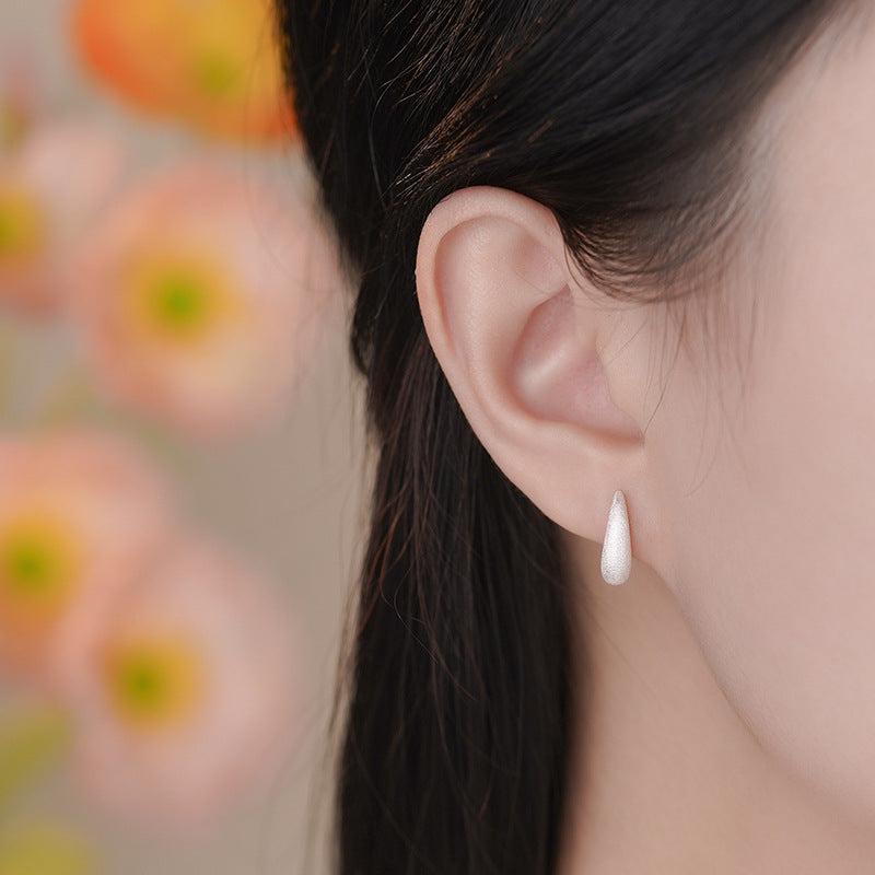 D廠【YC2283E】足銀S999新款拉絲水滴螺絲耳環女潮冷淡風高級感小眾簡約耳飾
 25.11-3