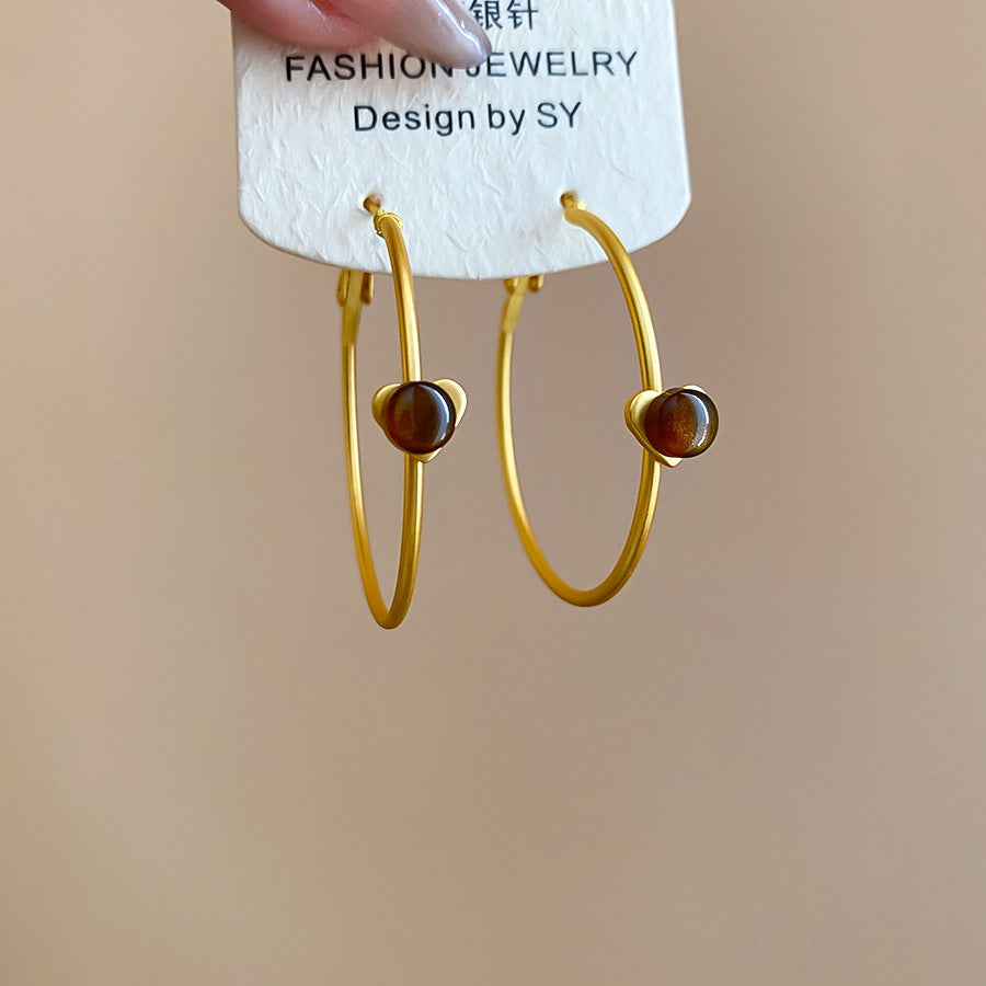 A廠【WE5093】虎眼石愛心五角星耳圈時尚簡約日常百搭耳墜耳環輕奢高級感耳飾女
 25.11-2