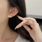 F廠【DQ10787E】S925純銀韓版簡約鋯石花朵耳環女氣質高級感貝殼小花百搭耳飾 25.07-2