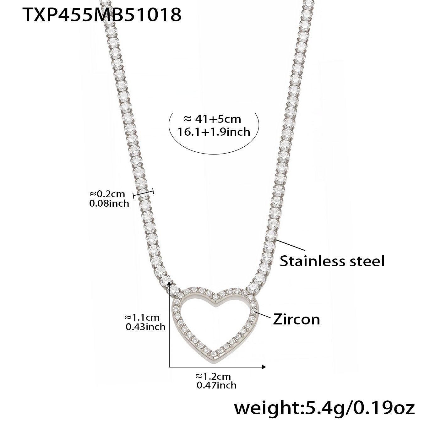 B廠【TXP455】不銹鋼滿鑽愛心鋯石項鍊手鍊耳環 鍍18k金歐美時尚輕奢首飾
 25.10-4