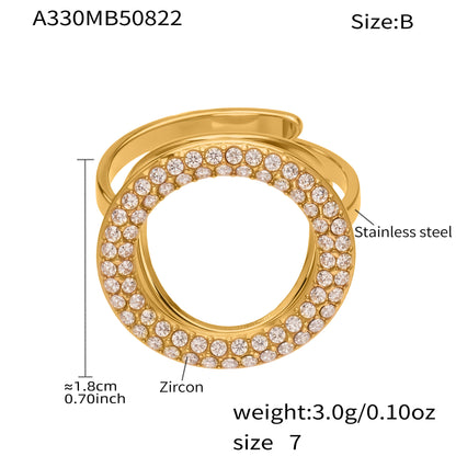 B廠【A330】法式小眾設計中性風不鏽鋼滿鑽鋯石愛心開口可調戒指尾戒
 25.10-1