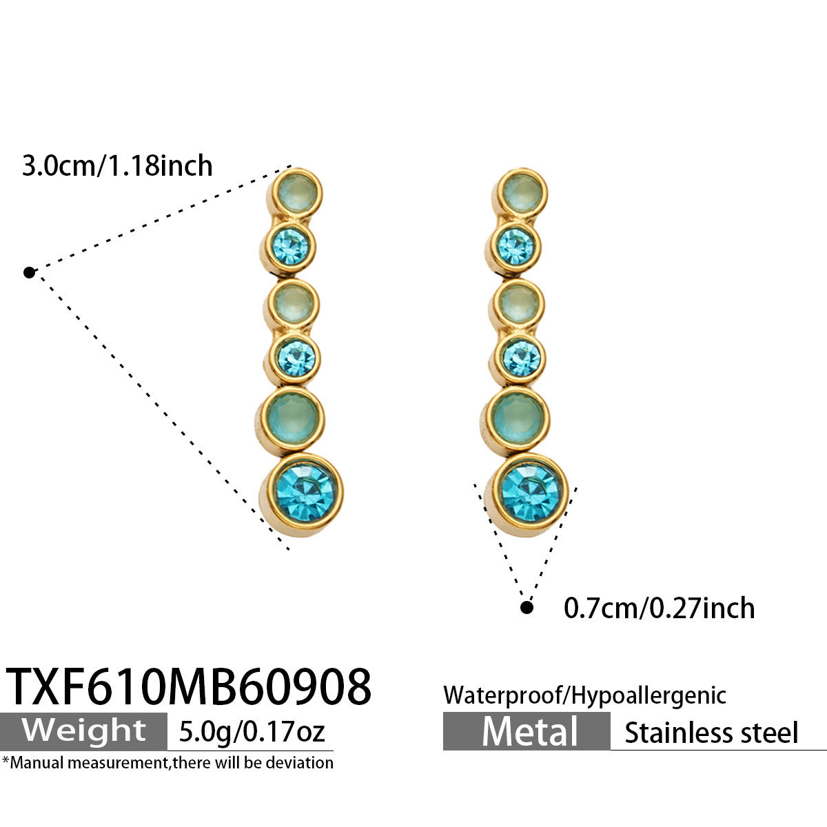 B廠【TXP610】跨境歐美不銹鋼鍍金圓形鋯石項鍊高級感簡約手鍊耳環可疊戴飾品女
 26.09-3