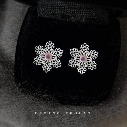 A廠【6370】繁花~設計師款925銀針法式清新甜美鏤空花朵耳環優雅氣質耳飾
 26.02-4