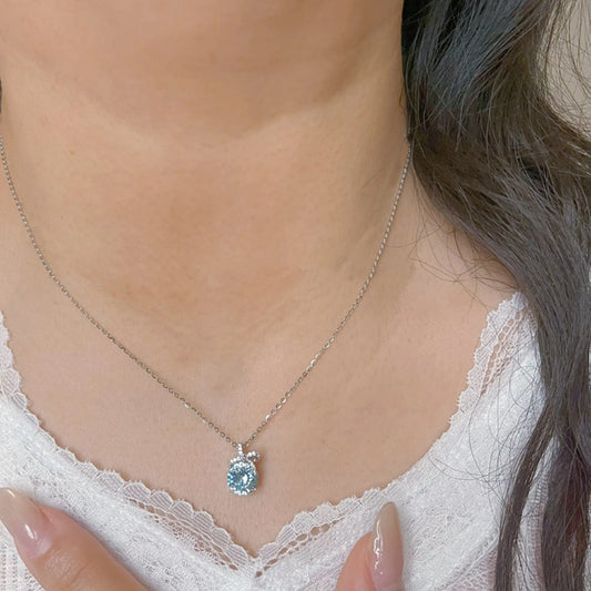 E廠【XDQ0130N】S925純銀輕奢小眾蝴蝶結藍鑽項鍊女高級感精緻超閃鋯石鎖骨鏈
 26.04-3