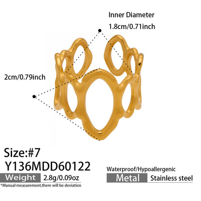 B廠【Y136】歐美ins簡約設計幾何型素圈戒指組合不鏽鋼鍍金小眾時尚開口指環
 26.01-4