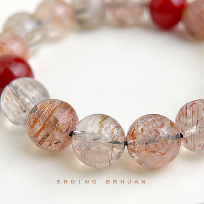 A廠【S247】天然石紅髮晶水晶手串新中式民族風個性設計師款手鍊手鍊 25.03-4