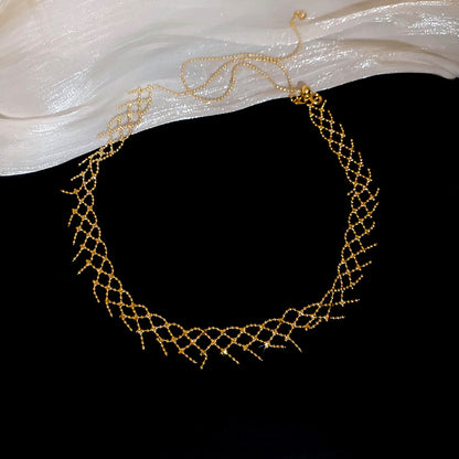 A廠【HN10478】韓系ins編織花邊鏤空項鍊個性小眾極簡風鎖骨鏈輕奢氣質百搭項鍊
 25.11-1