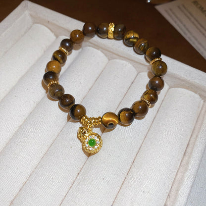 A廠【HB4631】新中式虎眼石串珠葫蘆方形鏤空吊墜美拉德風手串小眾設計感手飾女
 25.10-1