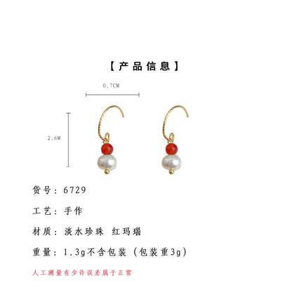 A廠【6729】淡水珍珠手工設計感新款爆款文藝復古民族風耳飾水滴簡約耳環
 25.09-2