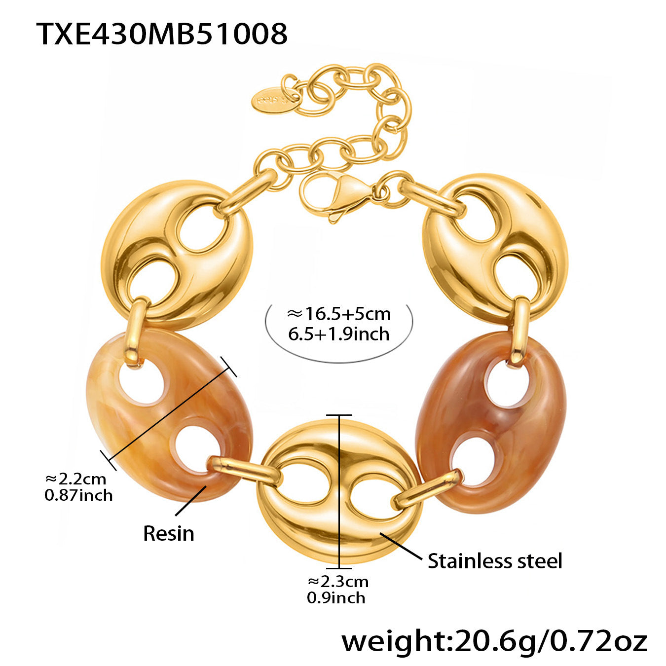 B廠【TXP430】不銹鋼豬鼻子樹脂項鍊多色時尚手工鍊鍍18k金項鍊手鍊耳環
 25.10-3