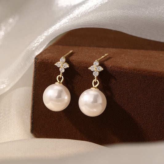 D廠【YC4042E】純銀S925法式珍珠鋯石耳環女新款氛圍感輕奢設計感養耳洞耳環
 26.03-1