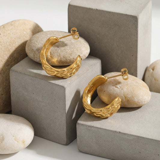 B廠【F027】歐美時尚C型耳環跨國潮流新款耳環小眾設計不鏽鋼時尚百搭耳環女
 26.02-1